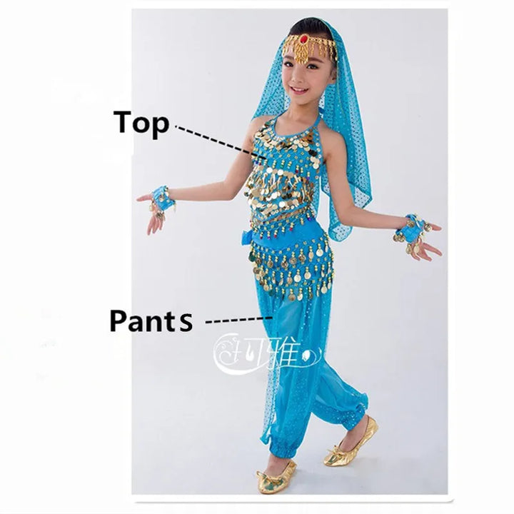 Kids Belly Dance Costumes Set Oriental Dance Girls Belly Dancing India Belly Dance Clothes Bellydance Child Kids Indian 6 Colors