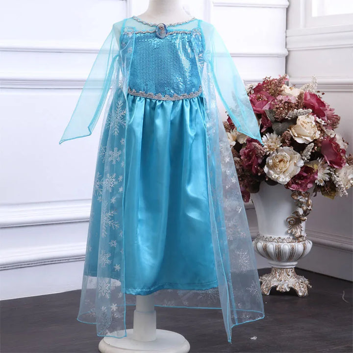 2024 New Elsa Dress Girls Halloween Cosplay Costume Princess Dresses For Kids Christmas Birthday Fancy Party Vestidos Menina