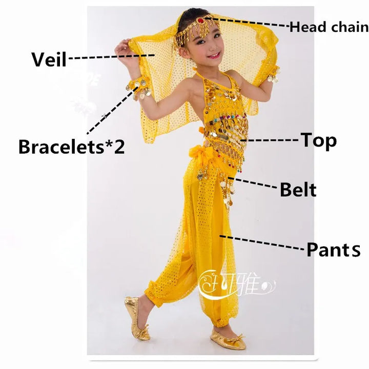 Kids Belly Dance Costumes Set Oriental Dance Girls Belly Dancing India Belly Dance Clothes Bellydance Child Kids Indian 6 Colors