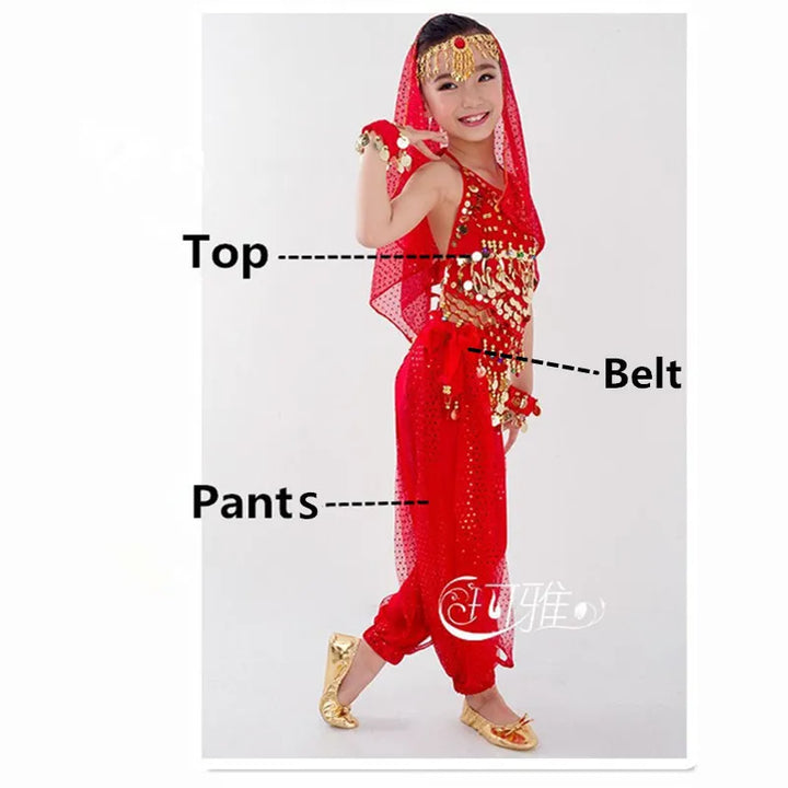 Kids Belly Dance Costumes Set Oriental Dance Girls Belly Dancing India Belly Dance Clothes Bellydance Child Kids Indian 6 Colors