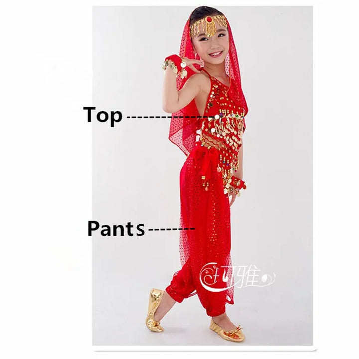 Kids Belly Dance Costumes Set Oriental Dance Girls Belly Dancing India Belly Dance Clothes Bellydance Child Kids Indian 6 Colors