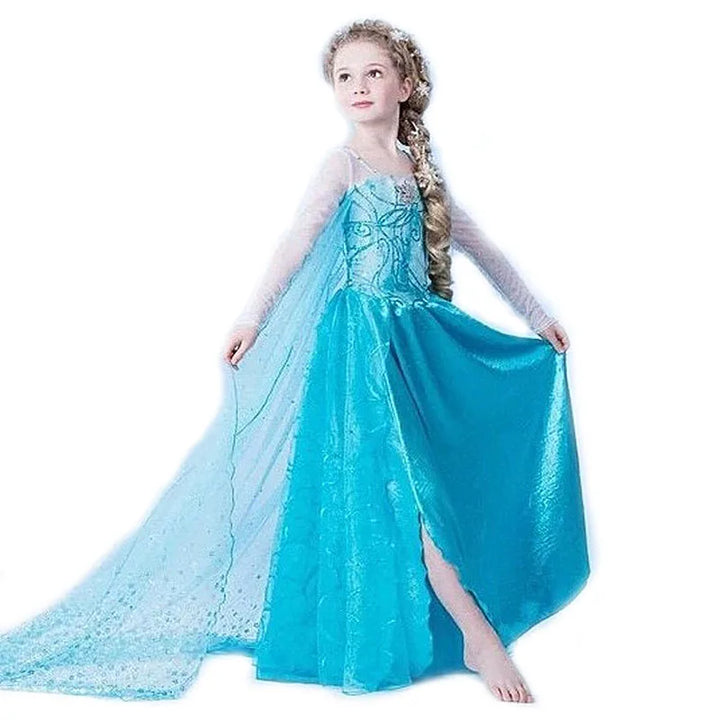 2024 New Elsa Dress Girls Halloween Cosplay Costume Princess Dresses For Kids Christmas Birthday Fancy Party Vestidos Menina