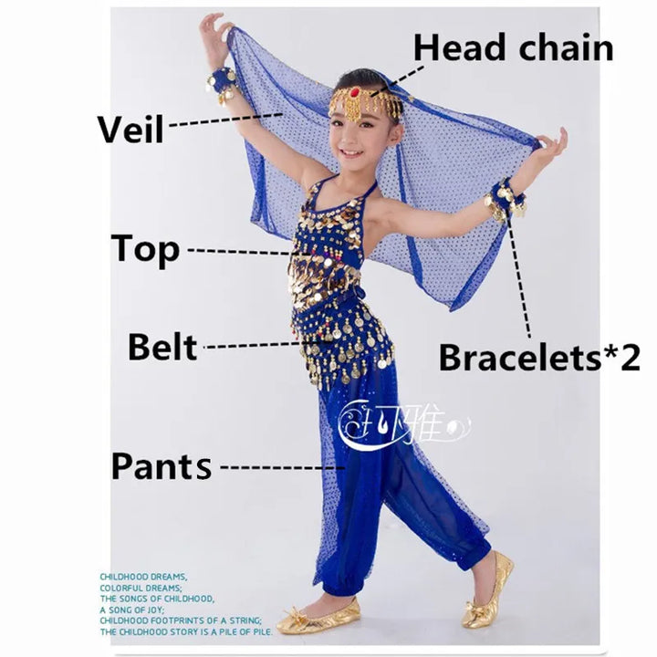 Kids Belly Dance Costumes Set Oriental Dance Girls Belly Dancing India Belly Dance Clothes Bellydance Child Kids Indian 6 Colors