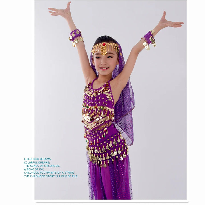 Kids Belly Dance Costumes Set Oriental Dance Girls Belly Dancing India Belly Dance Clothes Bellydance Child Kids Indian 6 Colors