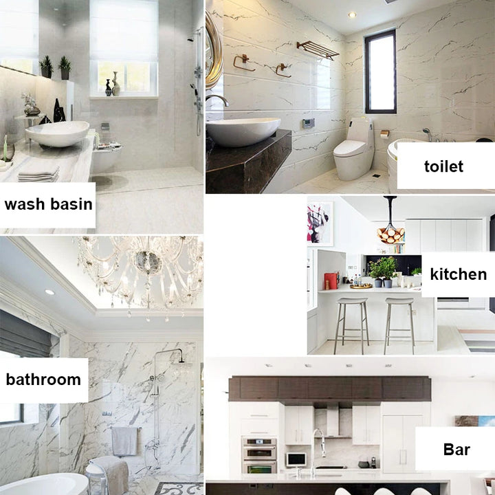 Modern Marble Wall Stickers Bathroom Waterproof Kitchen Oilproof Bar Counter Decorative Film Self-Adhesive Furniture Wallpaper