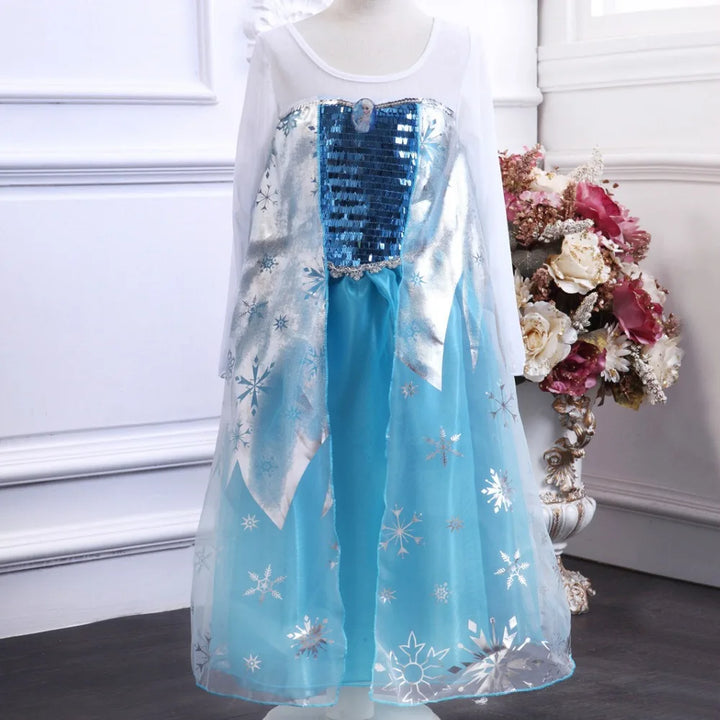 2024 New Elsa Dress Girls Halloween Cosplay Costume Princess Dresses For Kids Christmas Birthday Fancy Party Vestidos Menina