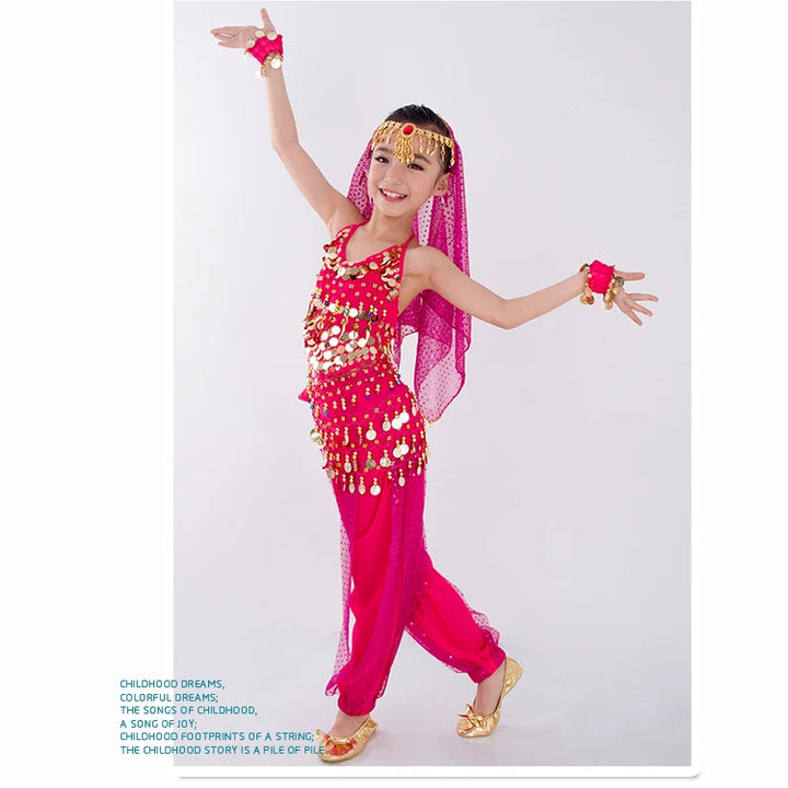 Kids Belly Dance Costumes Set Oriental Dance Girls Belly Dancing India Belly Dance Clothes Bellydance Child Kids Indian 6 Colors