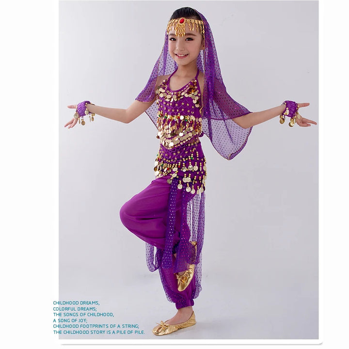 Kids Belly Dance Costumes Set Oriental Dance Girls Belly Dancing India Belly Dance Clothes Bellydance Child Kids Indian 6 Colors