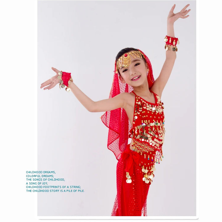 Kids Belly Dance Costumes Set Oriental Dance Girls Belly Dancing India Belly Dance Clothes Bellydance Child Kids Indian 6 Colors