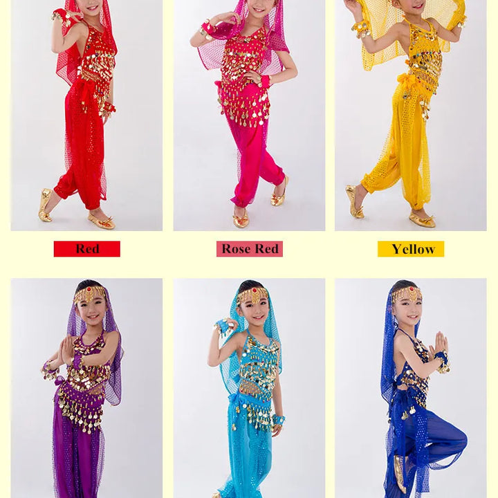 Kids Belly Dance Costumes Set Oriental Dance Girls Belly Dancing India Belly Dance Clothes Bellydance Child Kids Indian 6 Colors