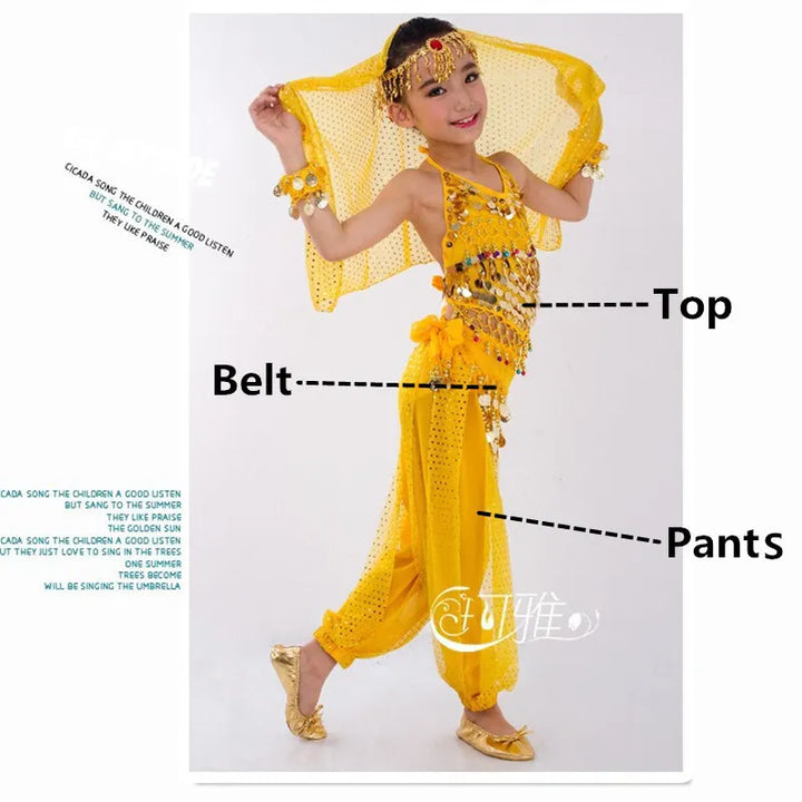 Kids Belly Dance Costumes Set Oriental Dance Girls Belly Dancing India Belly Dance Clothes Bellydance Child Kids Indian 6 Colors