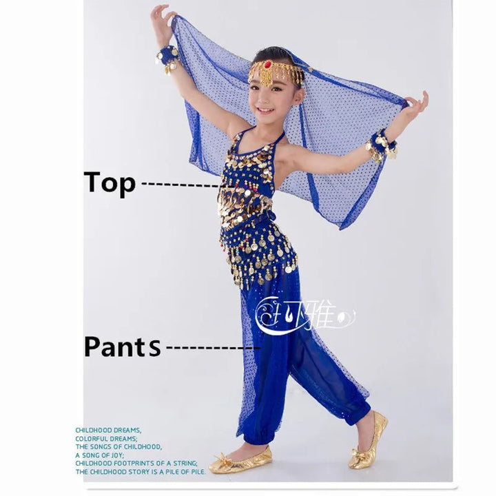 Kids Belly Dance Costumes Set Oriental Dance Girls Belly Dancing India Belly Dance Clothes Bellydance Child Kids Indian 6 Colors