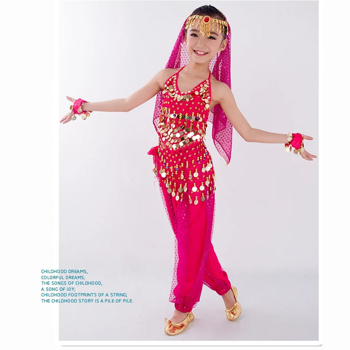 Kids Belly Dance Costumes Set Oriental Dance Girls Belly Dancing India Belly Dance Clothes Bellydance Child Kids Indian 6 Colors