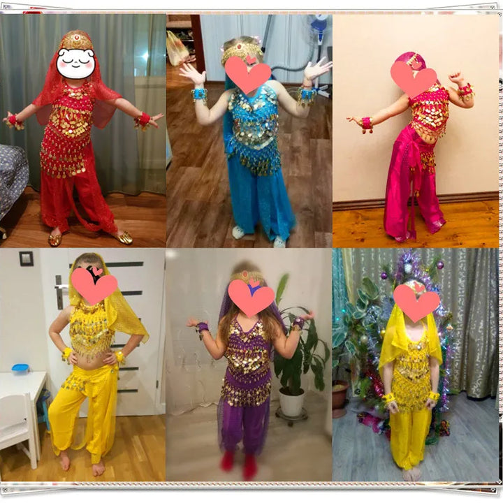 Kids Belly Dance Costumes Set Oriental Dance Girls Belly Dancing India Belly Dance Clothes Bellydance Child Kids Indian 6 Colors