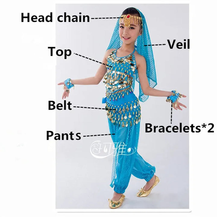 Kids Belly Dance Costumes Set Oriental Dance Girls Belly Dancing India Belly Dance Clothes Bellydance Child Kids Indian 6 Colors