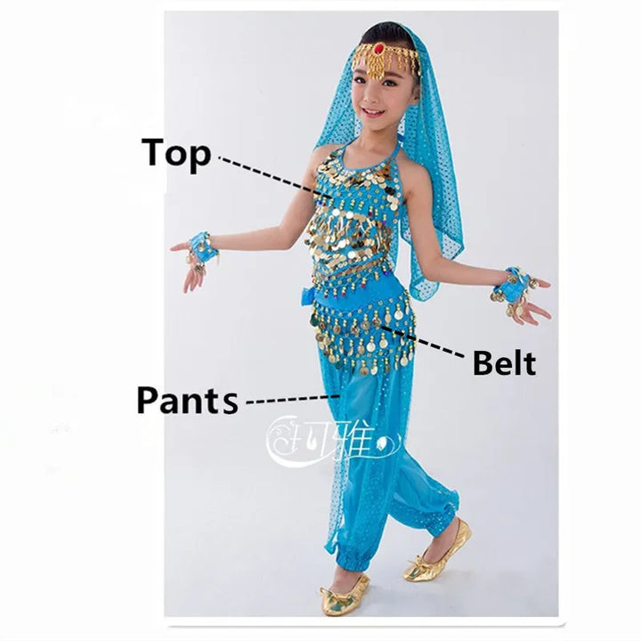 Kids Belly Dance Costumes Set Oriental Dance Girls Belly Dancing India Belly Dance Clothes Bellydance Child Kids Indian 6 Colors