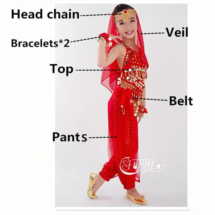 Kids Belly Dance Costumes Set Oriental Dance Girls Belly Dancing India Belly Dance Clothes Bellydance Child Kids Indian 6 Colors