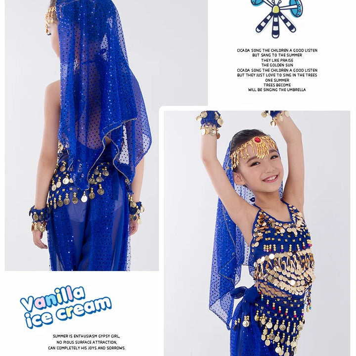 Kids Belly Dance Costumes Set Oriental Dance Girls Belly Dancing India Belly Dance Clothes Bellydance Child Kids Indian 6 Colors