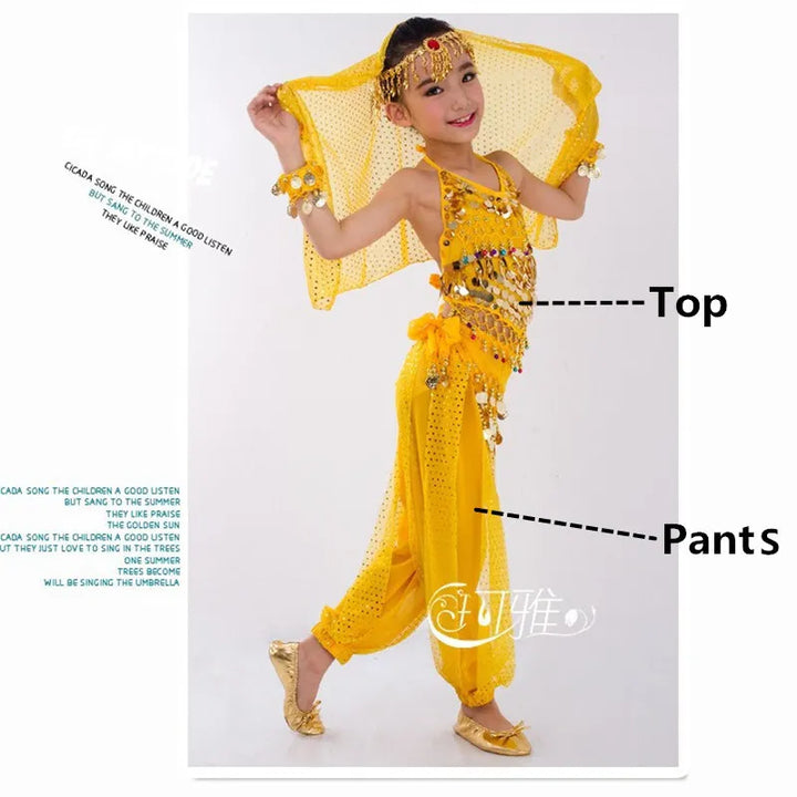 Kids Belly Dance Costumes Set Oriental Dance Girls Belly Dancing India Belly Dance Clothes Bellydance Child Kids Indian 6 Colors