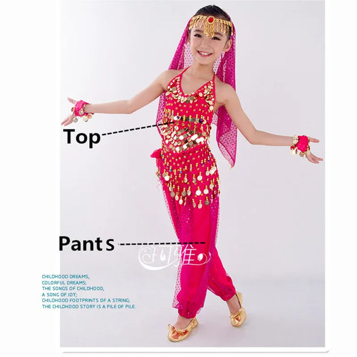 Kids Belly Dance Costumes Set Oriental Dance Girls Belly Dancing India Belly Dance Clothes Bellydance Child Kids Indian 6 Colors