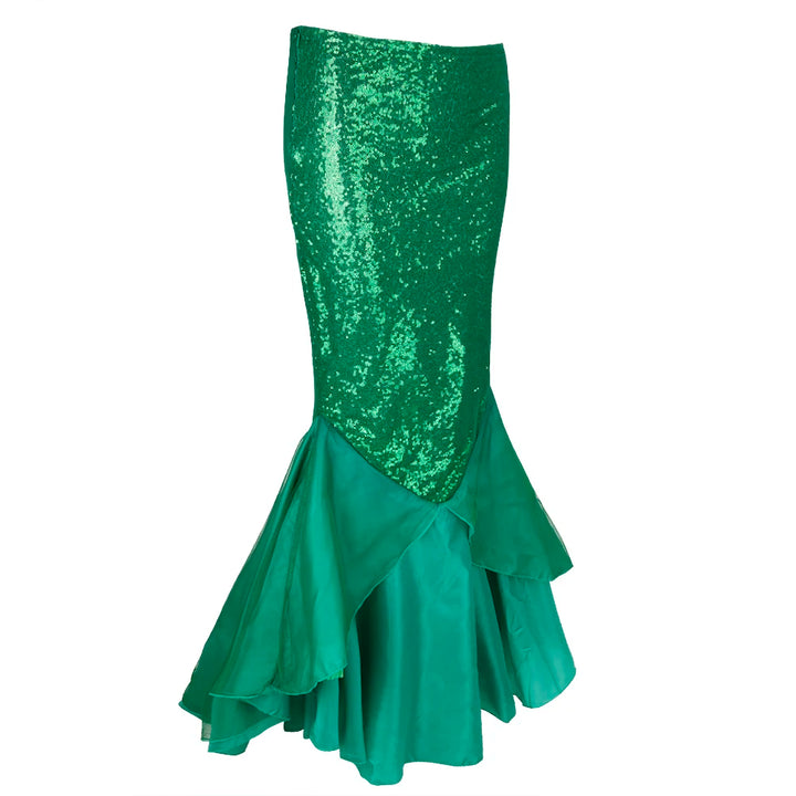 Women Ladies Shiny Sequined Mermaid Tail Skirt Party Photography Cosplay Costume Long Mermaid Tail Halloween Theme Party Dress