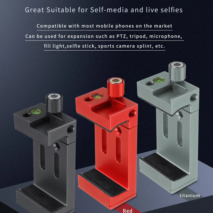 Smartphone Holder Stand Bracket Clip For GoPro Camera Flashlight Mic w Spirit level Cold Shoe Mount 1/4 3/8 Phone Tripod Clamp