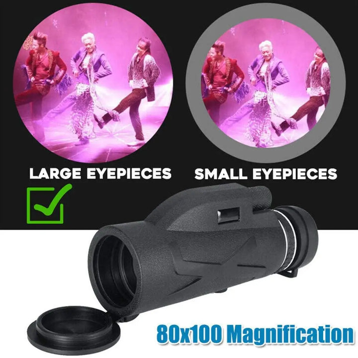 Monocular 80x100 HD Zoom Telescope Night Vision Scope with Phone Holder&Telescopic Tripod Monoculars Optical Lens Telescope