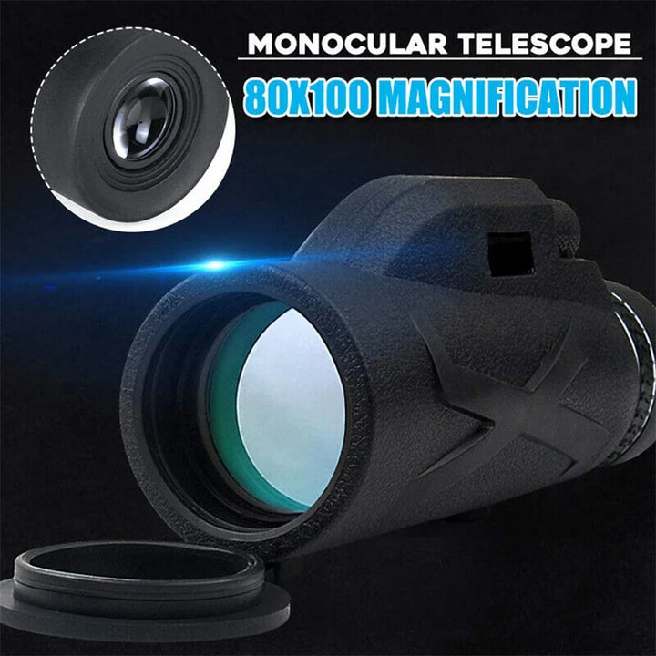 Monocular 80x100 HD Zoom Telescope Night Vision Scope with Phone Holder&Telescopic Tripod Monoculars Optical Lens Telescope