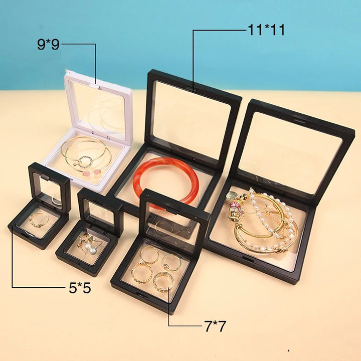 5/10Pcs 3D Floating Picture Frame Shadow Jewelry Box Display Stand Ring Pendant Holder Protect Jewelry Stone Presentation Case