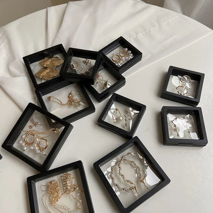 5/10Pcs 3D Floating Picture Frame Shadow Jewelry Box Display Stand Ring Pendant Holder Protect Jewelry Stone Presentation Case