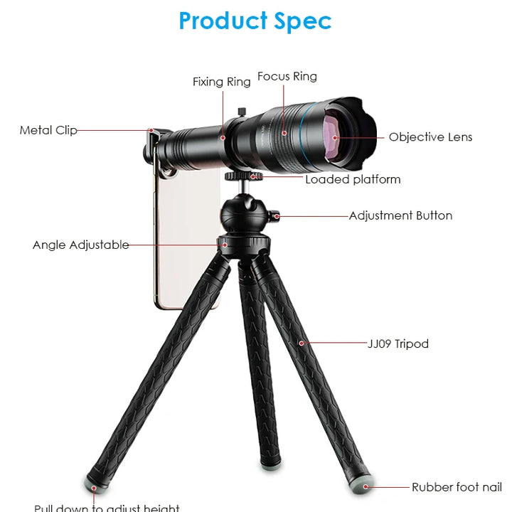 APEXEL HD 60x Telephoto Lens Mobile Phone Powerful Monocular Telescope Lens With Tripod for iPhone Bird Watching Travel Hunting