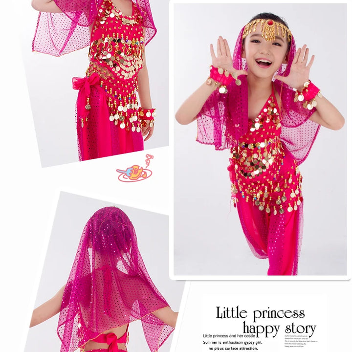 Kids Belly Dance Costumes Set Oriental Dance Girls Belly Dancing India Belly Dance Clothes Bellydance Child Kids Indian 6 Colors