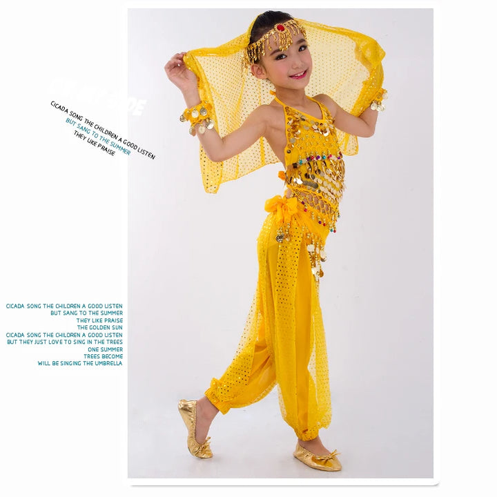 Kids Belly Dance Costumes Set Oriental Dance Girls Belly Dancing India Belly Dance Clothes Bellydance Child Kids Indian 6 Colors