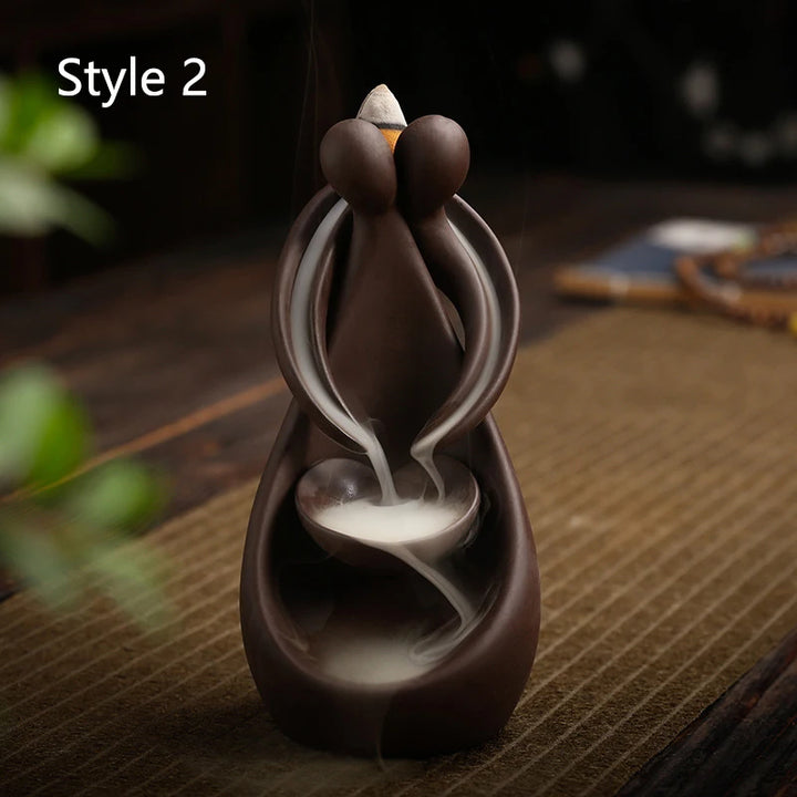 Ceramic Smoke Incense Burner Handmade Incense Stick Holder Fragrance  Backflow Waterfall Censer Creative Sticks for Home Decor