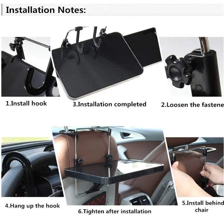 Foldable New Car Computer Rack with Drawer Shelf Car Steering Wheel Seat Back Laptop Tray Food Drink Table Holder Stand