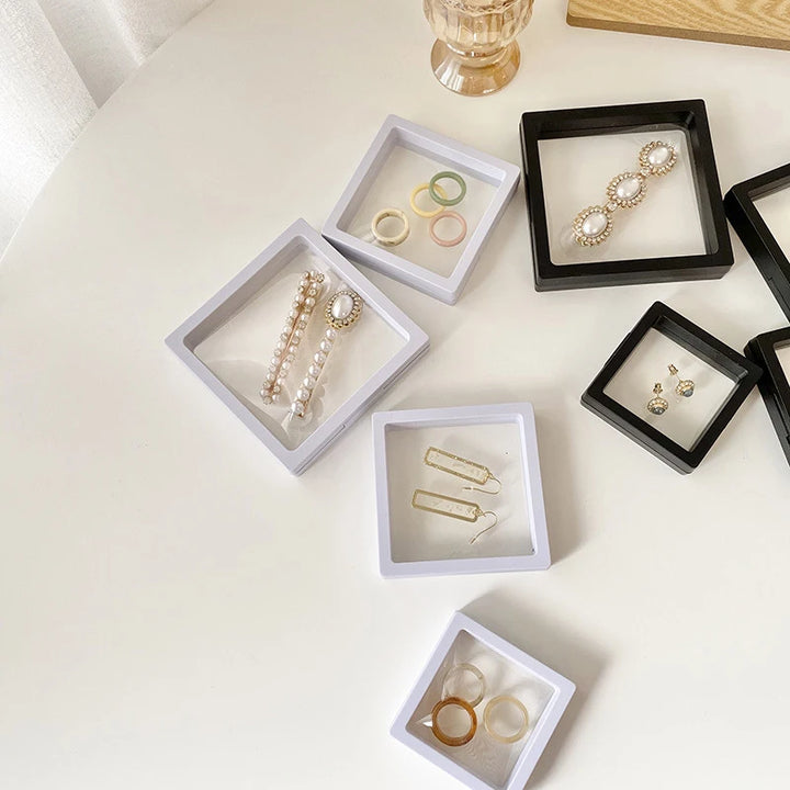 5/10Pcs 3D Floating Picture Frame Shadow Jewelry Box Display Stand Ring Pendant Holder Protect Jewelry Stone Presentation Case