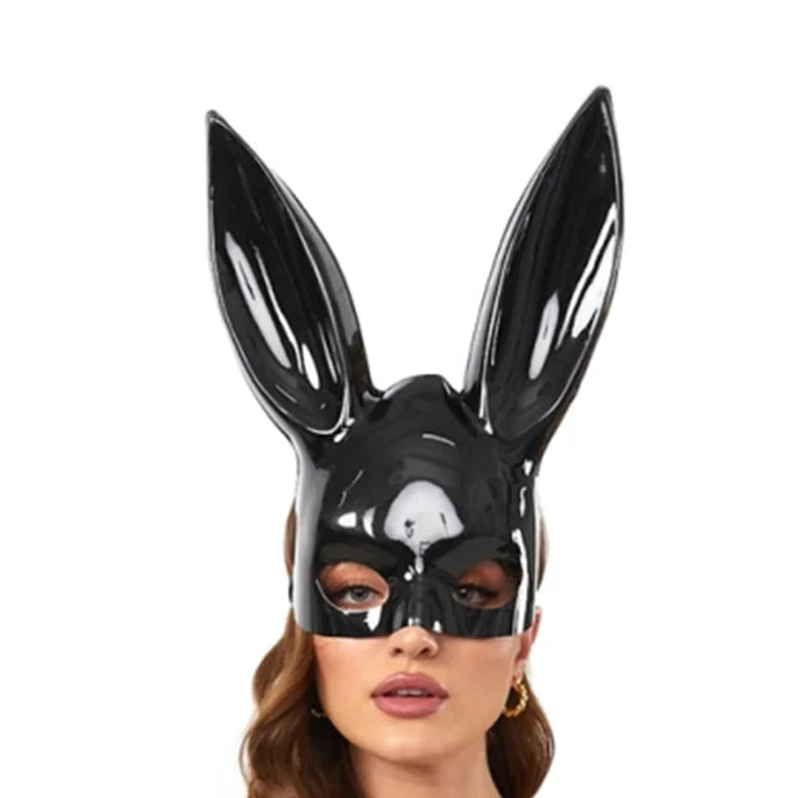 Sexy Cute Bunny Girl Uniform Mask Sets Cosplay PU Leather Hollow Out Lingerie Erotic Seductive Attire Nightclub Party Costumes