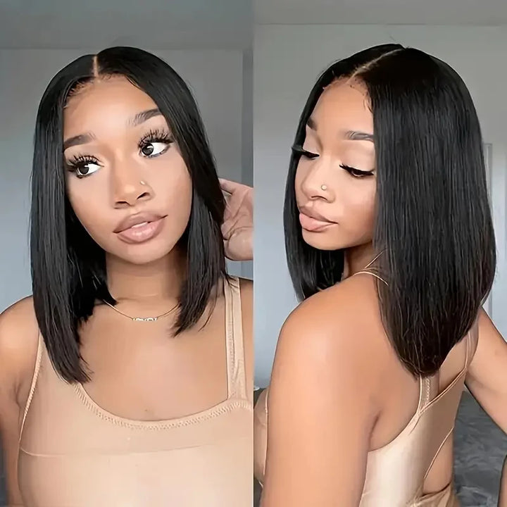 Bob Wig For Women Human Hair Wigs 180% Density Black Short Straight Bob Wig 4x4 Lace Wig 100% Remy Human Hair