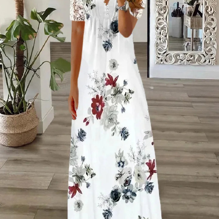 Bohemian Ladies Maxi Dress Office Lady Streetwear New Spring Summer Long Sleeve Women Casual Printed Fashion V-Neck Party Dress