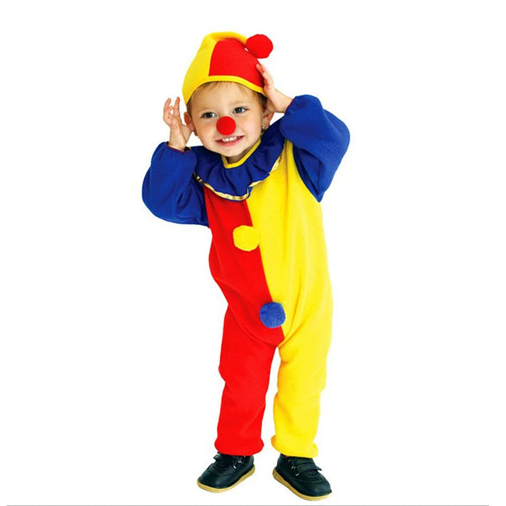 Sydanne Kids Carnival Clown Circus Cosplay Costumes Halloween Children Boys Girls Baby Birthday Halloween Party Jumpsuit Hat