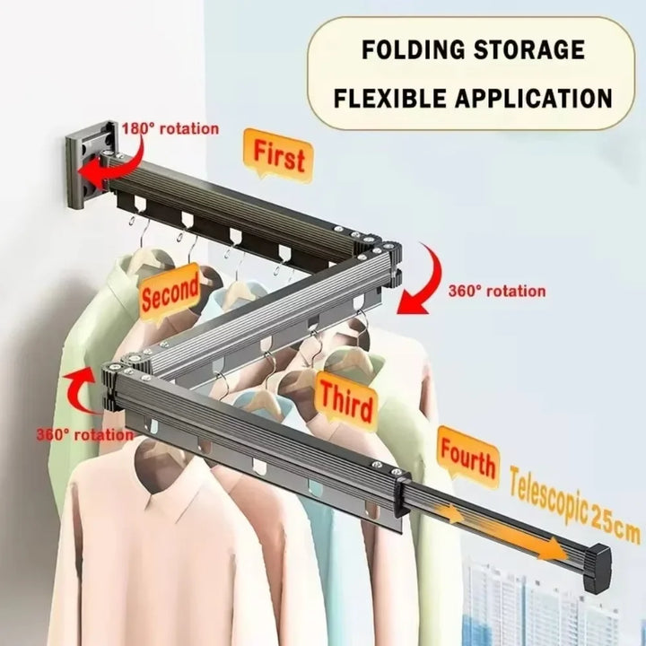 Folding Clothes Hanger Indoor Retractable Suction Wall Space Saving Home Laundry Clothes Drying Rack Home Laundry Clothes Rack