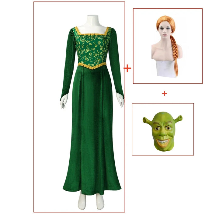 Female Princess Fiona Cosplay Shrek Cosplay Women Sexy Velvet Halloween Carnival Costume