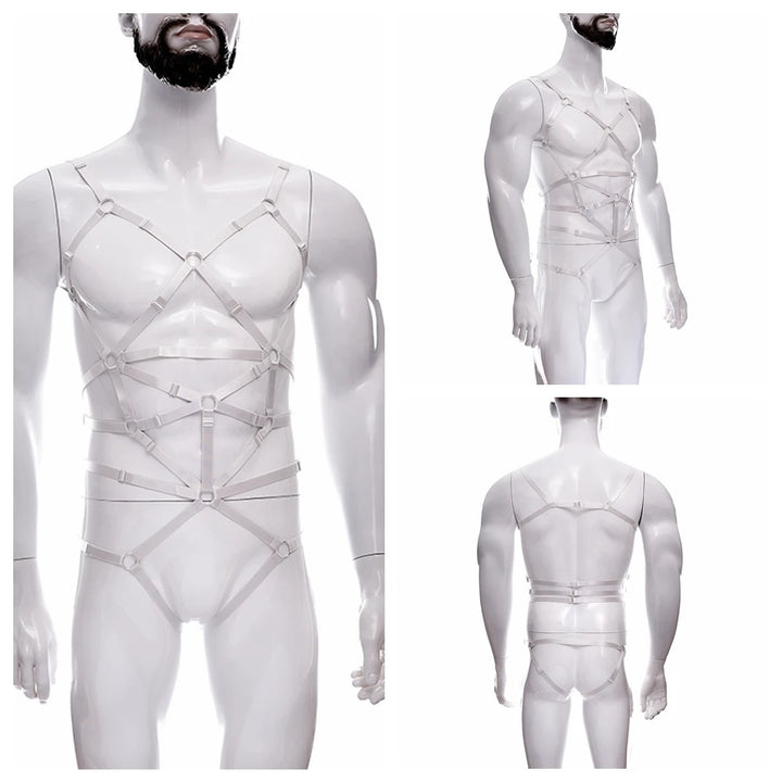 Male Full Body Harness Cage Adjust Set Mens Gay Hollow Elastic Bondage Harness Sexy Lingerie Fetish Nightclub Costume