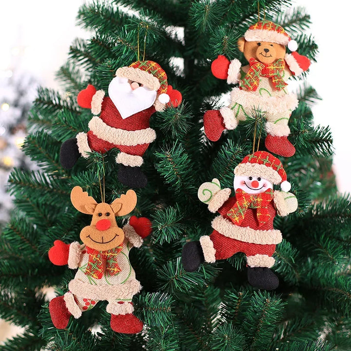 2024 Christmas Decorations Christmas Tree Accessories Christmas Fabric Doll Pendants Dancing Old Man Snowman Doll Pendants