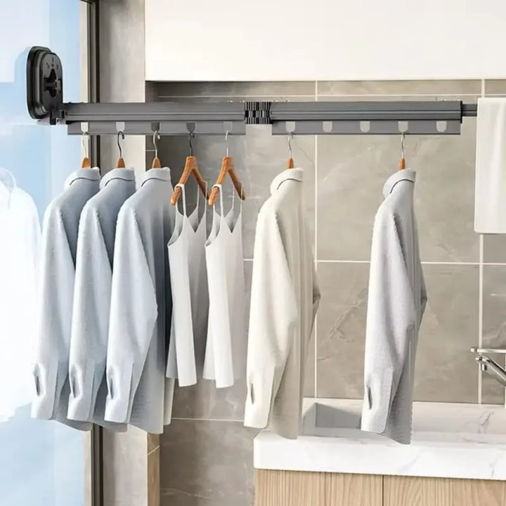 Folding Clothes Hanger Indoor Retractable Suction Wall Space Saving Home Laundry Clothes Drying Rack Home Laundry Clothes Rack