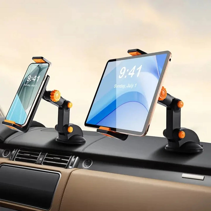 Car Phone and Tablet Holder, Suction Cup Phone Holder for Dashboard, Compatible with 4-12 inch Tablets and Phones