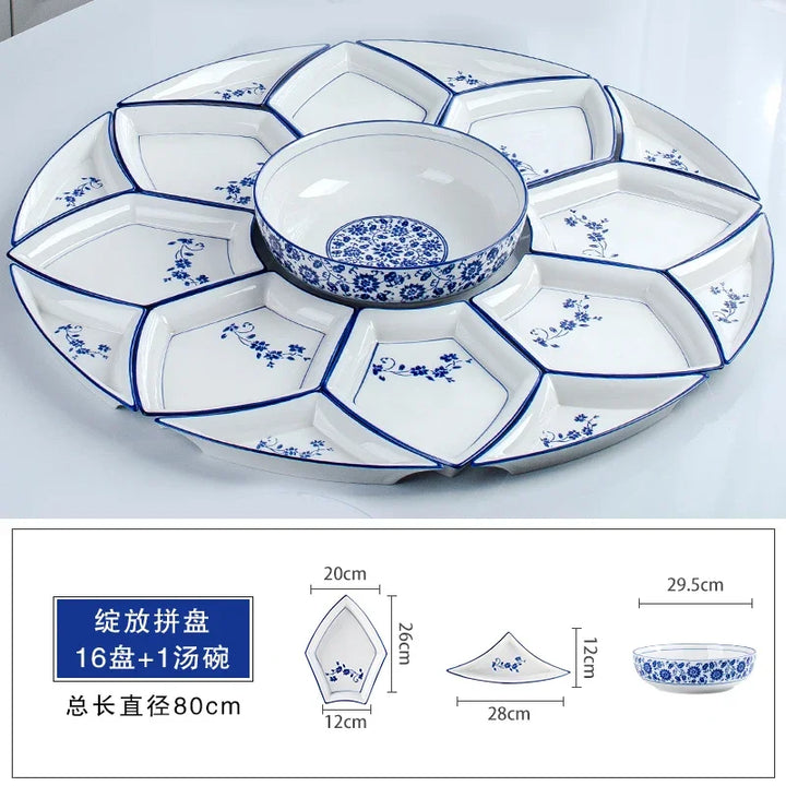 Set plate, net red set, set plate, tableware combination, ceramic dishes, dishes, round tables, dishes, creative household