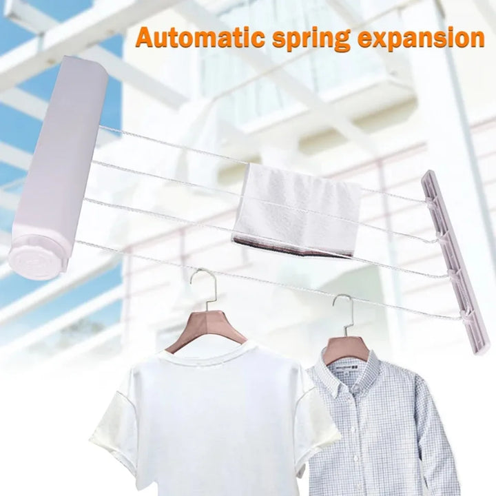 Scalable Clothesline with 4/5-Lines Wall Mounted Clothes Dryer Line Bathroom Invisible Clothesline Space Saving Drying Hanger