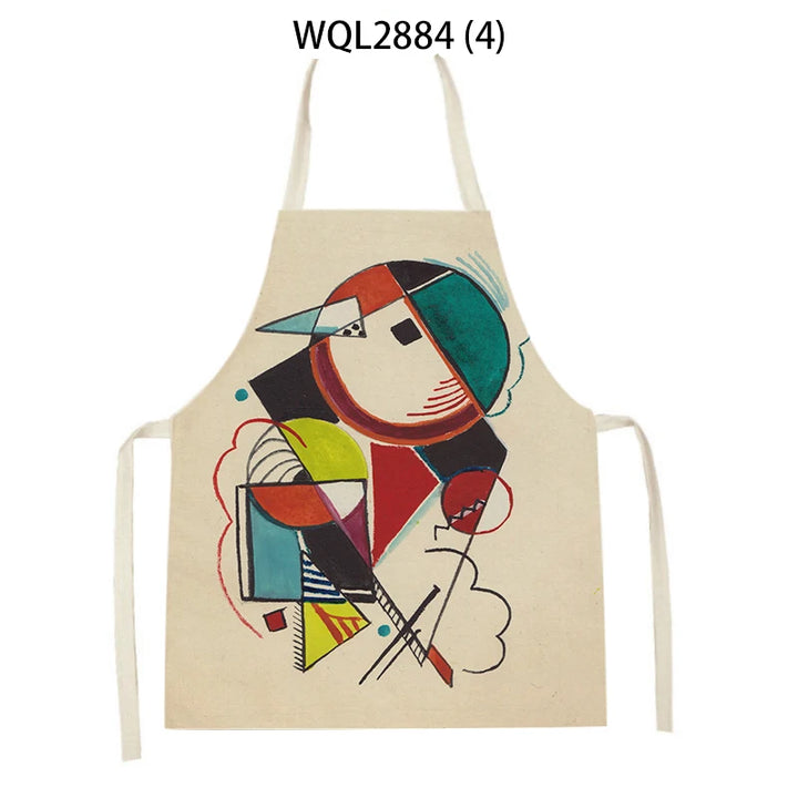 Creative Abstract Geometry Animal Printed Kitchen Aprons Baking Cooking Accessories Dog Koala Bear Pattern Apron Cleaning Tools