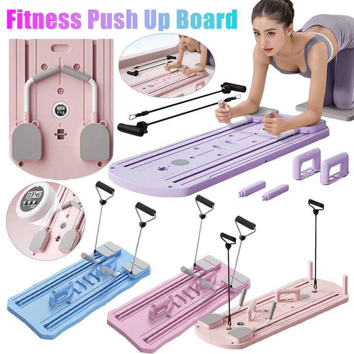 Pilate Board Abdominal Exercise Boards With Counter Non Slip Push Up Board Leg & Arm Pilates Reformer Set For Full Body Workout